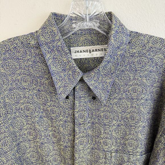 Jhane Barnes Button Down Shirt Men L Purple Pattern Japanese Woven Fabric Vtg - Picture 5 of 16
